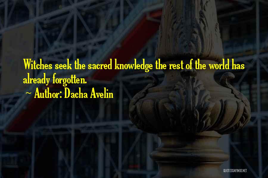 Dacha Avelin Quotes: Witches Seek The Sacred Knowledge The Rest Of The World Has Already Forgotten.