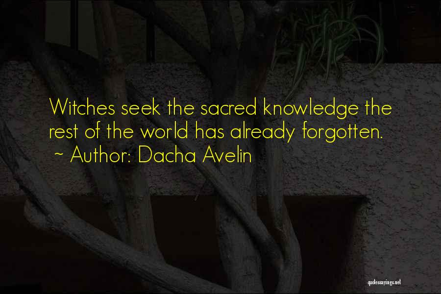 Dacha Avelin Quotes: Witches Seek The Sacred Knowledge The Rest Of The World Has Already Forgotten.