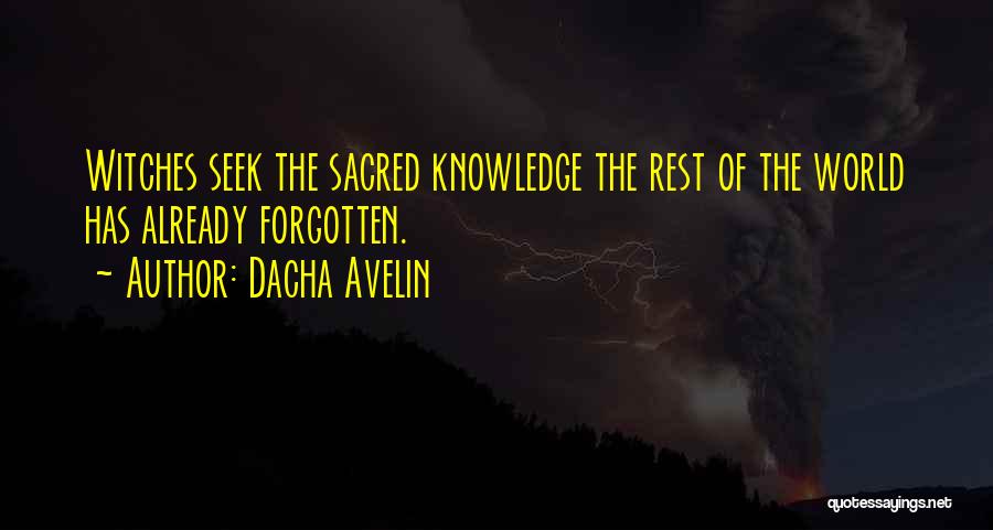 Dacha Avelin Quotes: Witches Seek The Sacred Knowledge The Rest Of The World Has Already Forgotten.