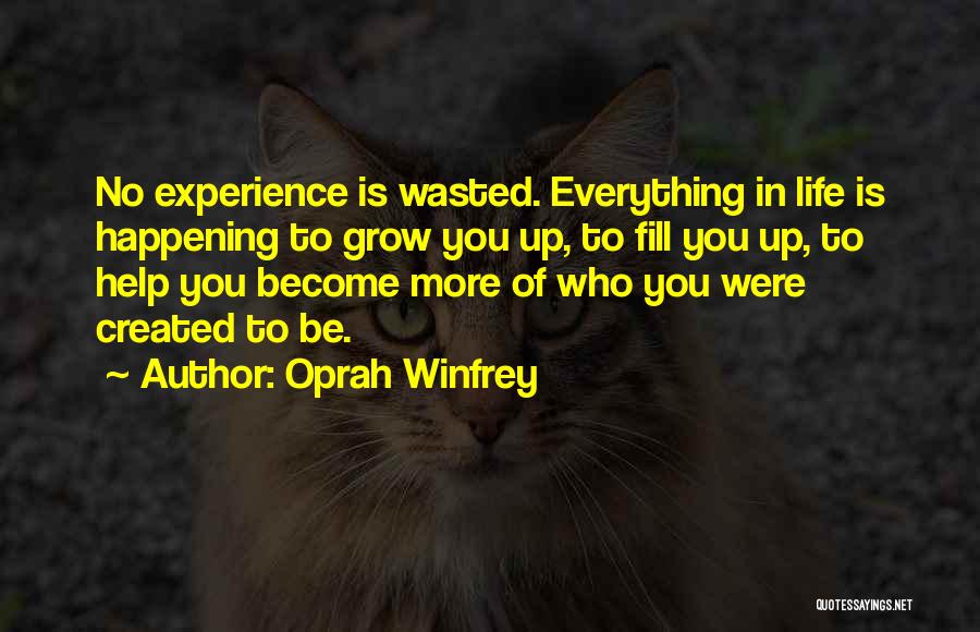 Oprah Winfrey Quotes: No Experience Is Wasted. Everything In Life Is Happening To Grow You Up, To Fill You Up, To Help You