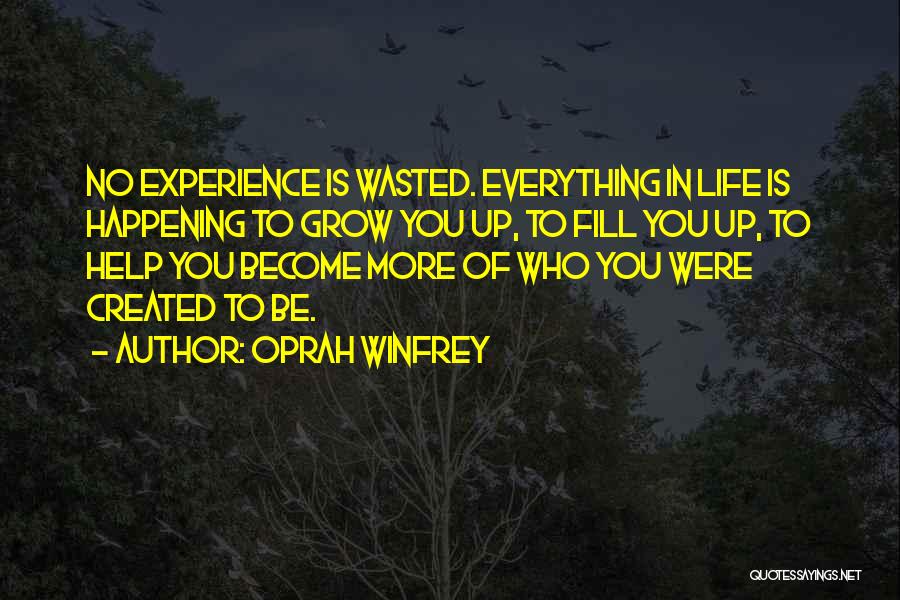 Oprah Winfrey Quotes: No Experience Is Wasted. Everything In Life Is Happening To Grow You Up, To Fill You Up, To Help You
