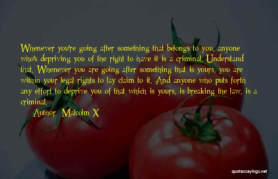 Malcolm X Quotes: Whenever You're Going After Something That Belongs To You, Anyone Who's Depriving You Of The Right To Have It Is