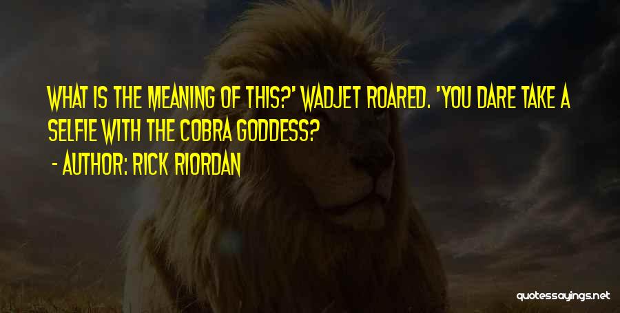 Rick Riordan Quotes: What Is The Meaning Of This?' Wadjet Roared. 'you Dare Take A Selfie With The Cobra Goddess?