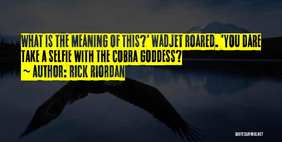 Rick Riordan Quotes: What Is The Meaning Of This?' Wadjet Roared. 'you Dare Take A Selfie With The Cobra Goddess?