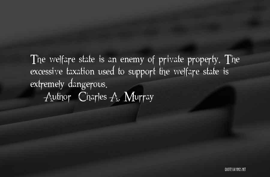 Charles A. Murray Quotes: The Welfare State Is An Enemy Of Private Property. The Excessive Taxation Used To Support The Welfare State Is Extremely