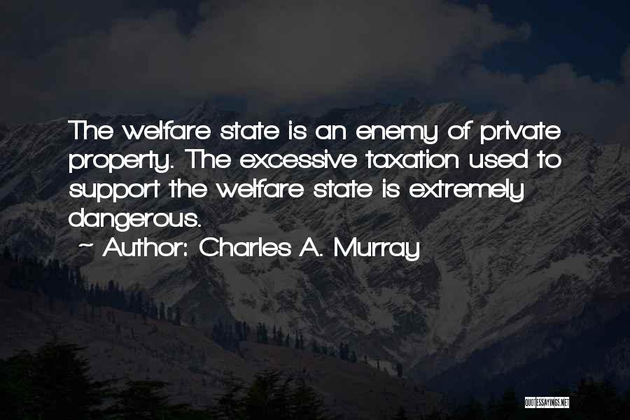 Charles A. Murray Quotes: The Welfare State Is An Enemy Of Private Property. The Excessive Taxation Used To Support The Welfare State Is Extremely