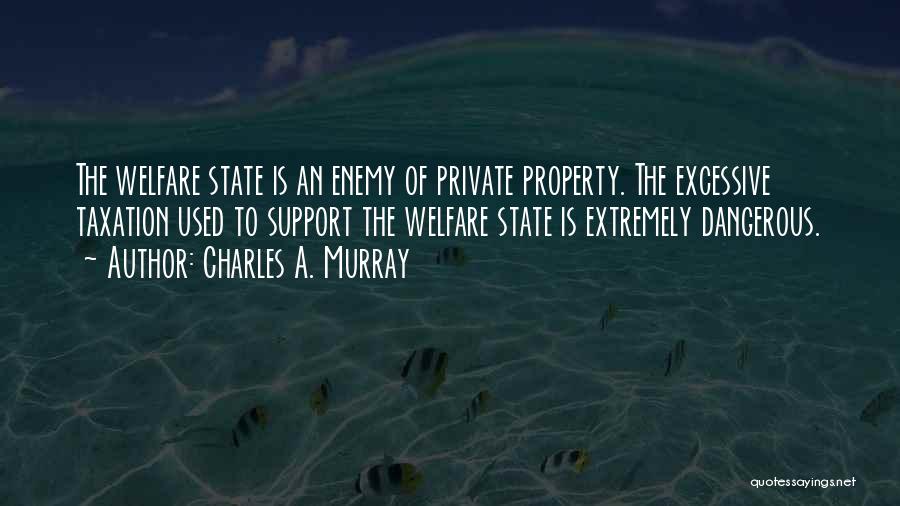 Charles A. Murray Quotes: The Welfare State Is An Enemy Of Private Property. The Excessive Taxation Used To Support The Welfare State Is Extremely