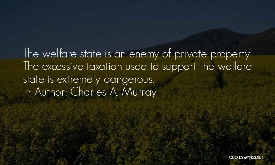 Charles A. Murray Quotes: The Welfare State Is An Enemy Of Private Property. The Excessive Taxation Used To Support The Welfare State Is Extremely