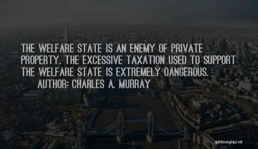 Charles A. Murray Quotes: The Welfare State Is An Enemy Of Private Property. The Excessive Taxation Used To Support The Welfare State Is Extremely