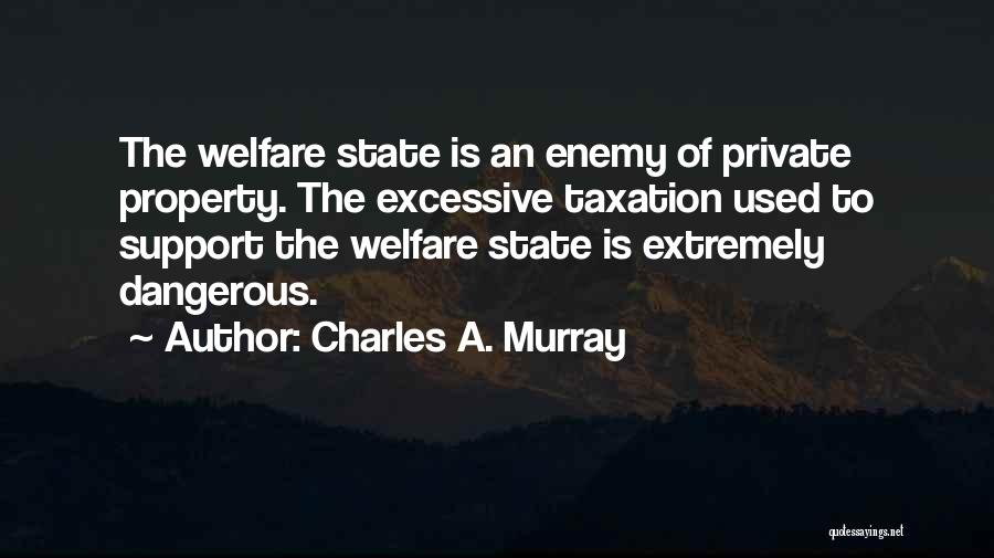 Charles A. Murray Quotes: The Welfare State Is An Enemy Of Private Property. The Excessive Taxation Used To Support The Welfare State Is Extremely