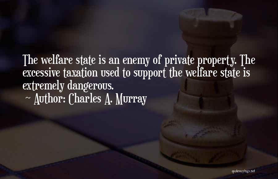 Charles A. Murray Quotes: The Welfare State Is An Enemy Of Private Property. The Excessive Taxation Used To Support The Welfare State Is Extremely