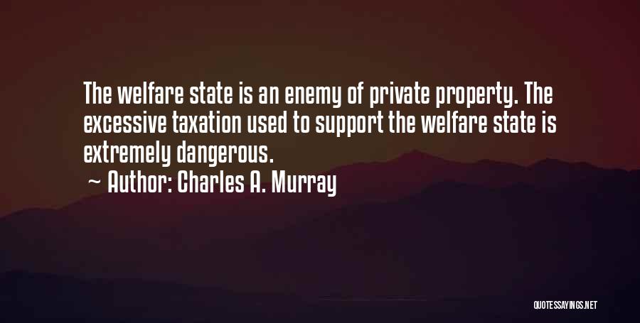 Charles A. Murray Quotes: The Welfare State Is An Enemy Of Private Property. The Excessive Taxation Used To Support The Welfare State Is Extremely