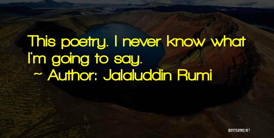 Jalaluddin Rumi Quotes: This Poetry. I Never Know What I'm Going To Say.