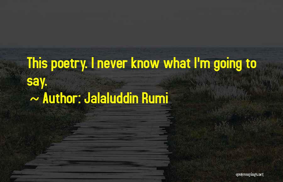 Jalaluddin Rumi Quotes: This Poetry. I Never Know What I'm Going To Say.