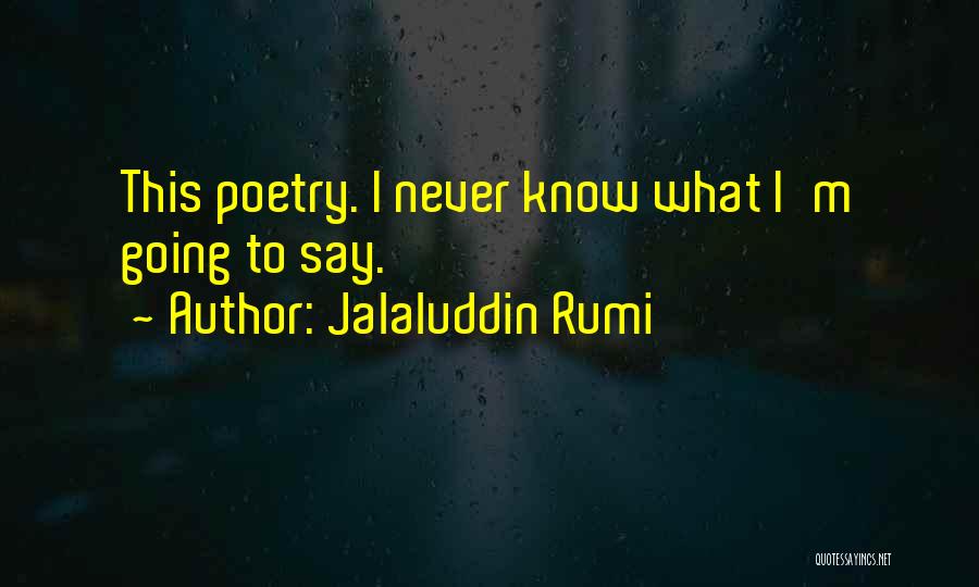 Jalaluddin Rumi Quotes: This Poetry. I Never Know What I'm Going To Say.