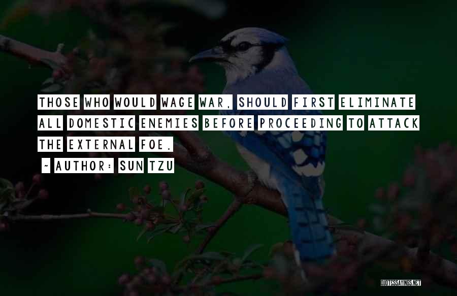 Sun Tzu Quotes: Those Who Would Wage War, Should First Eliminate All Domestic Enemies Before Proceeding To Attack The External Foe.