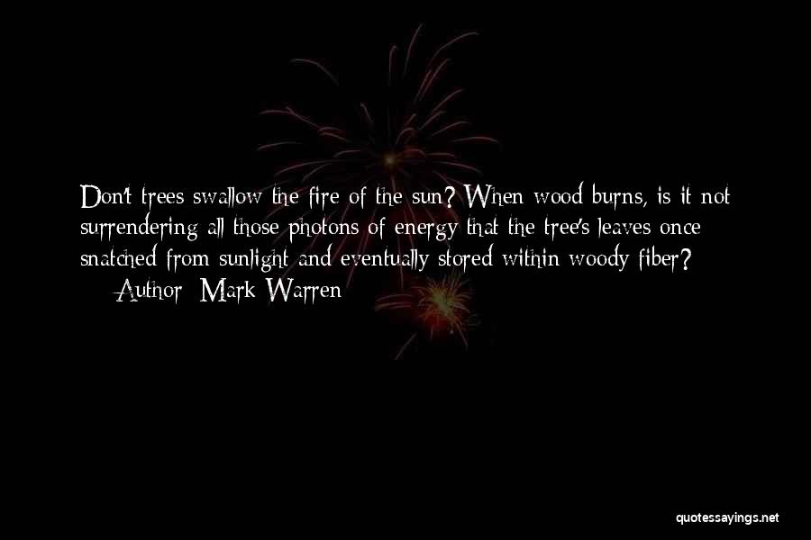 Mark Warren Quotes: Don't Trees Swallow The Fire Of The Sun? When Wood Burns, Is It Not Surrendering All Those Photons Of Energy