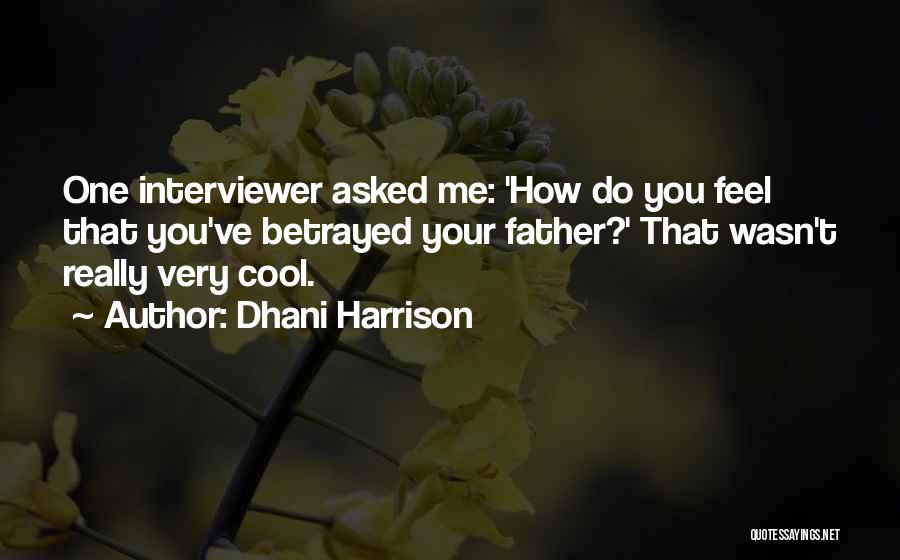 Dhani Harrison Quotes: One Interviewer Asked Me: 'how Do You Feel That You've Betrayed Your Father?' That Wasn't Really Very Cool.
