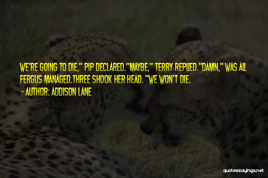 Addison Lane Quotes: We're Going To Die, Pip Declared.maybe, Terry Replied.damn, Was All Fergus Managed.three Shook Her Head. We Won't Die.