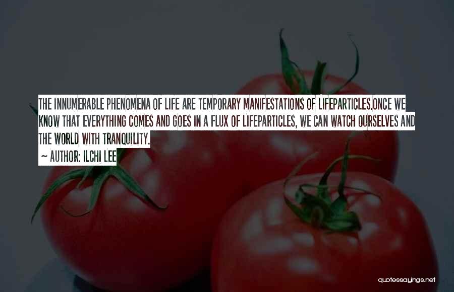 Ilchi Lee Quotes: The Innumerable Phenomena Of Life Are Temporary Manifestations Of Lifeparticles.once We Know That Everything Comes And Goes In A Flux