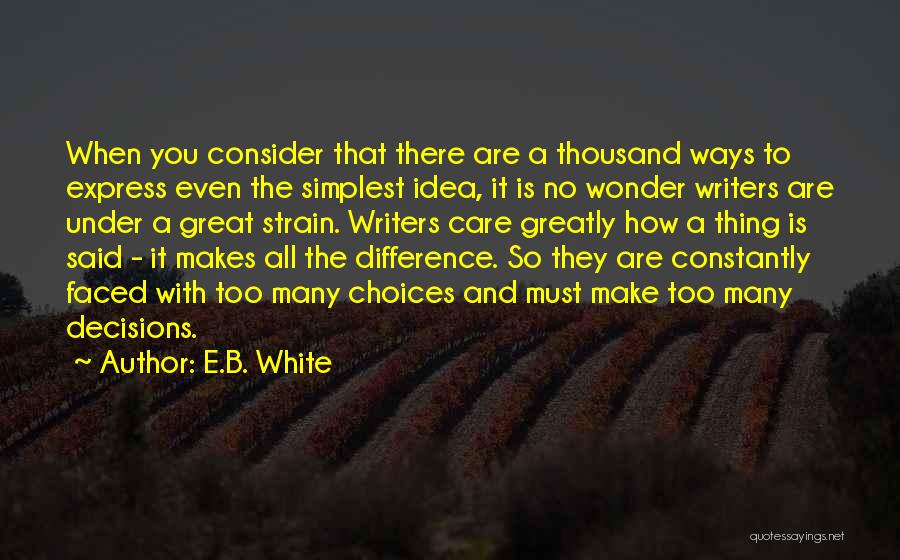 E.B. White Quotes: When You Consider That There Are A Thousand Ways To Express Even The Simplest Idea, It Is No Wonder Writers