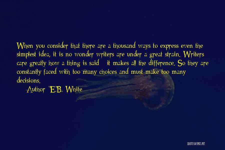 E.B. White Quotes: When You Consider That There Are A Thousand Ways To Express Even The Simplest Idea, It Is No Wonder Writers