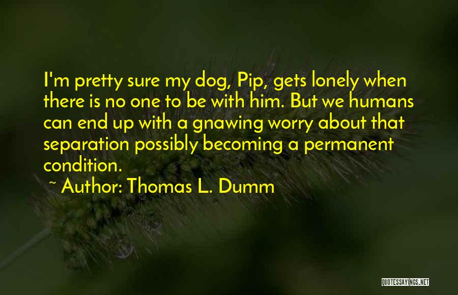 Thomas L. Dumm Quotes: I'm Pretty Sure My Dog, Pip, Gets Lonely When There Is No One To Be With Him. But We Humans