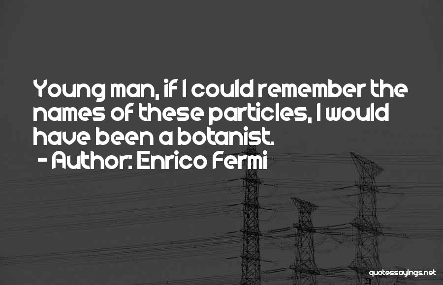 Enrico Fermi Quotes: Young Man, If I Could Remember The Names Of These Particles, I Would Have Been A Botanist.