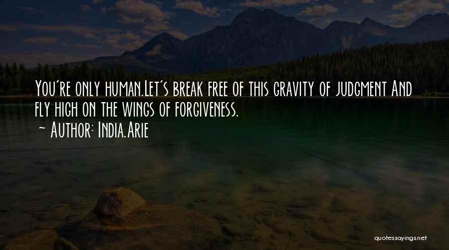 India.Arie Quotes: You're Only Human.let's Break Free Of This Gravity Of Judgment And Fly High On The Wings Of Forgiveness.