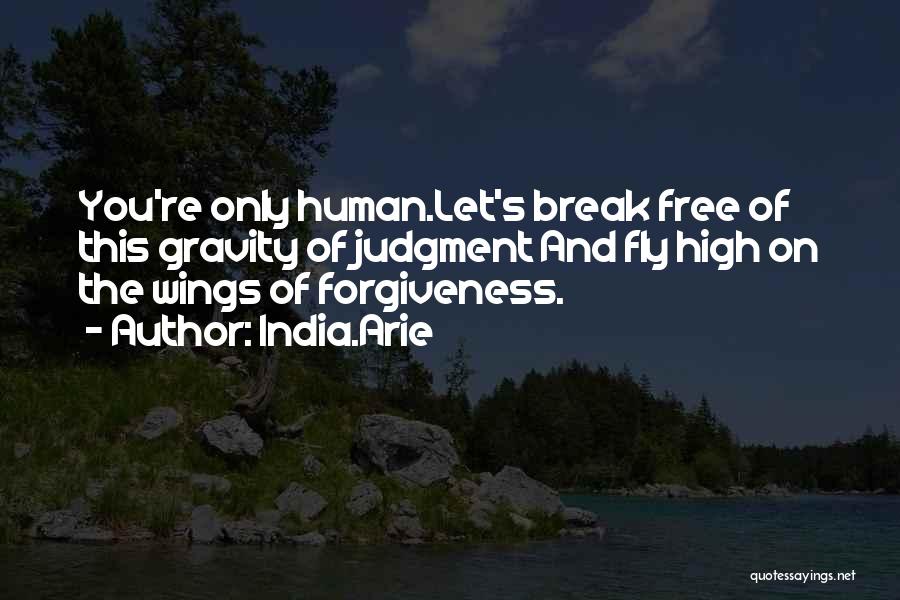 India.Arie Quotes: You're Only Human.let's Break Free Of This Gravity Of Judgment And Fly High On The Wings Of Forgiveness.