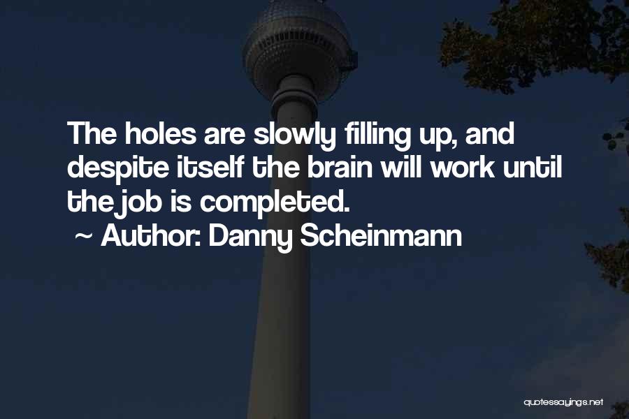 Danny Scheinmann Quotes: The Holes Are Slowly Filling Up, And Despite Itself The Brain Will Work Until The Job Is Completed.