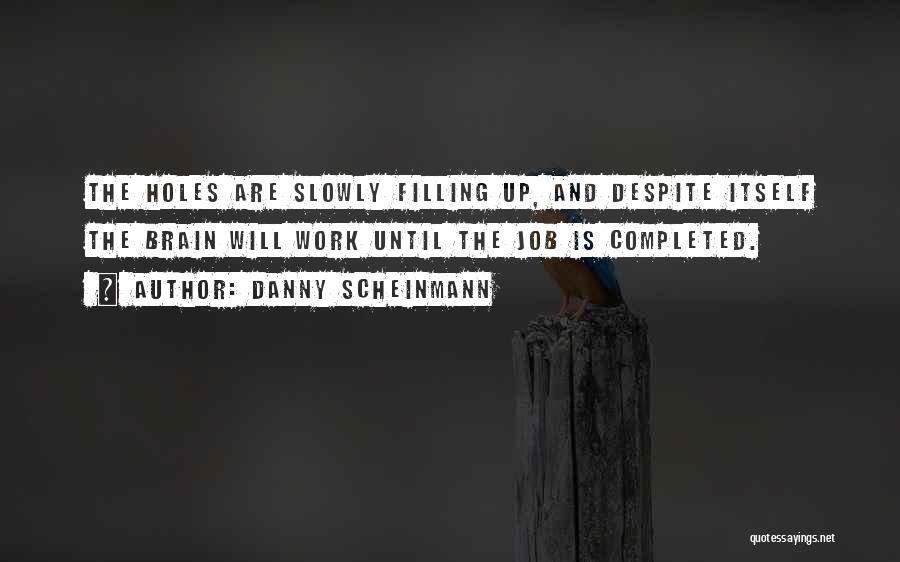 Danny Scheinmann Quotes: The Holes Are Slowly Filling Up, And Despite Itself The Brain Will Work Until The Job Is Completed.