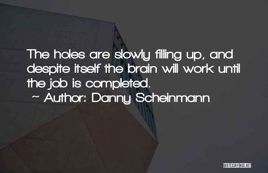 Danny Scheinmann Quotes: The Holes Are Slowly Filling Up, And Despite Itself The Brain Will Work Until The Job Is Completed.