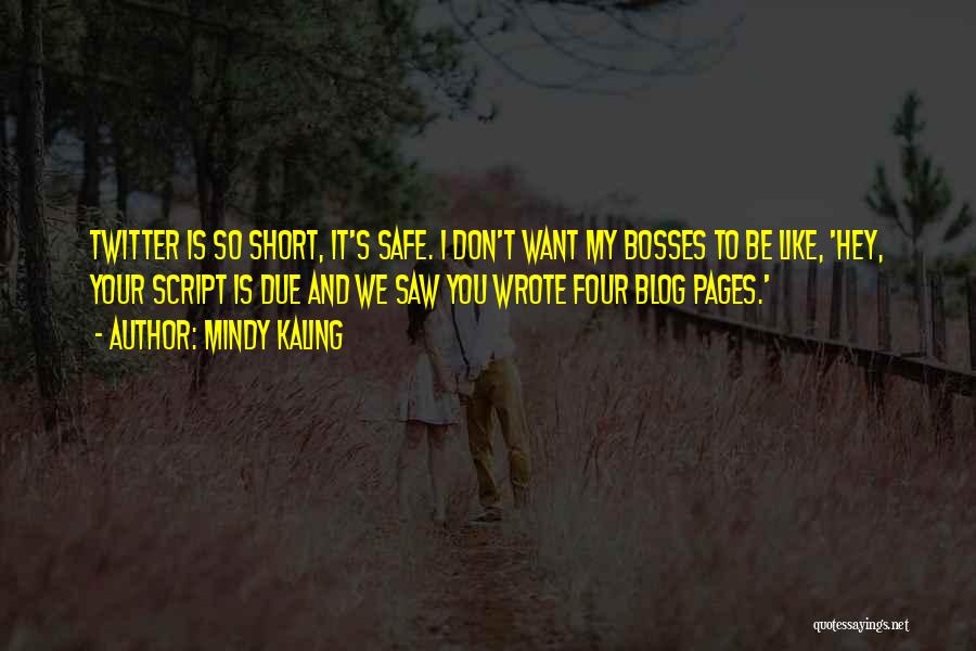 Mindy Kaling Quotes: Twitter Is So Short, It's Safe. I Don't Want My Bosses To Be Like, 'hey, Your Script Is Due And