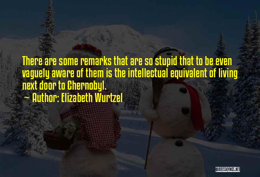 Elizabeth Wurtzel Quotes: There Are Some Remarks That Are So Stupid That To Be Even Vaguely Aware Of Them Is The Intellectual Equivalent