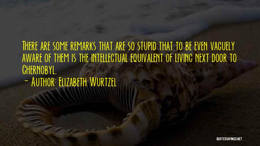 Elizabeth Wurtzel Quotes: There Are Some Remarks That Are So Stupid That To Be Even Vaguely Aware Of Them Is The Intellectual Equivalent