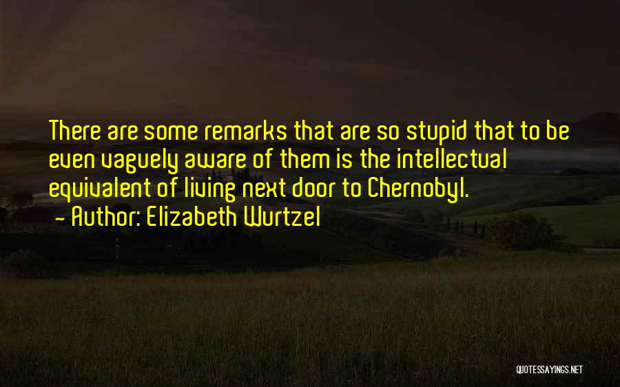 Elizabeth Wurtzel Quotes: There Are Some Remarks That Are So Stupid That To Be Even Vaguely Aware Of Them Is The Intellectual Equivalent