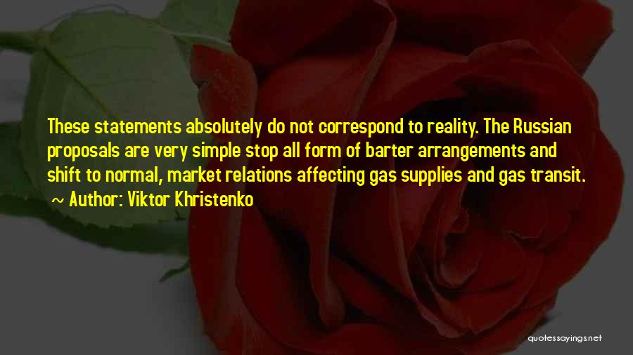 Viktor Khristenko Quotes: These Statements Absolutely Do Not Correspond To Reality. The Russian Proposals Are Very Simple Stop All Form Of Barter Arrangements