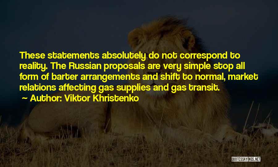 Viktor Khristenko Quotes: These Statements Absolutely Do Not Correspond To Reality. The Russian Proposals Are Very Simple Stop All Form Of Barter Arrangements