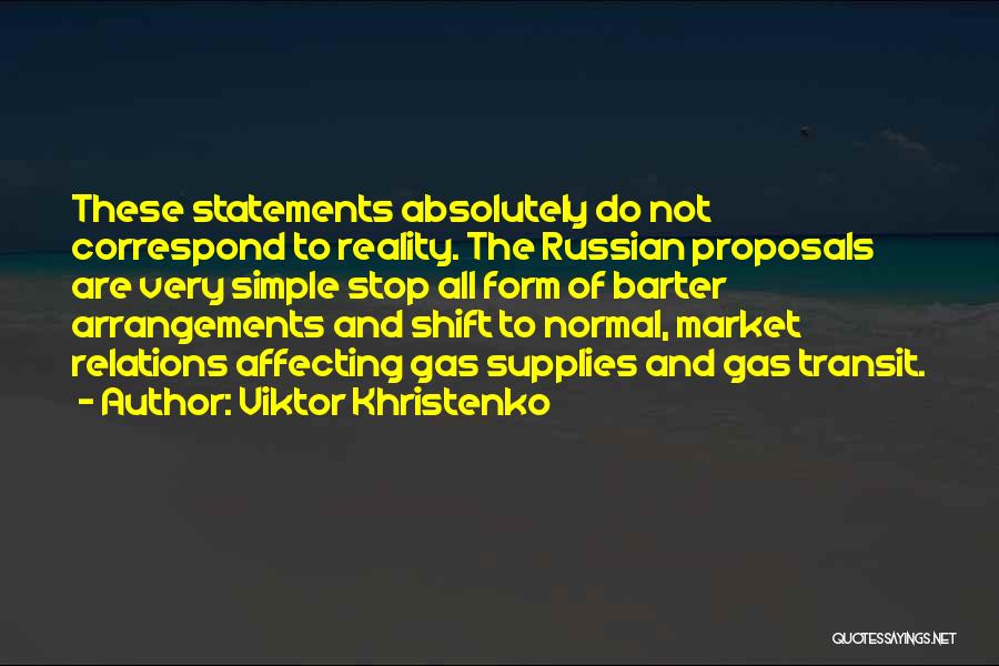 Viktor Khristenko Quotes: These Statements Absolutely Do Not Correspond To Reality. The Russian Proposals Are Very Simple Stop All Form Of Barter Arrangements