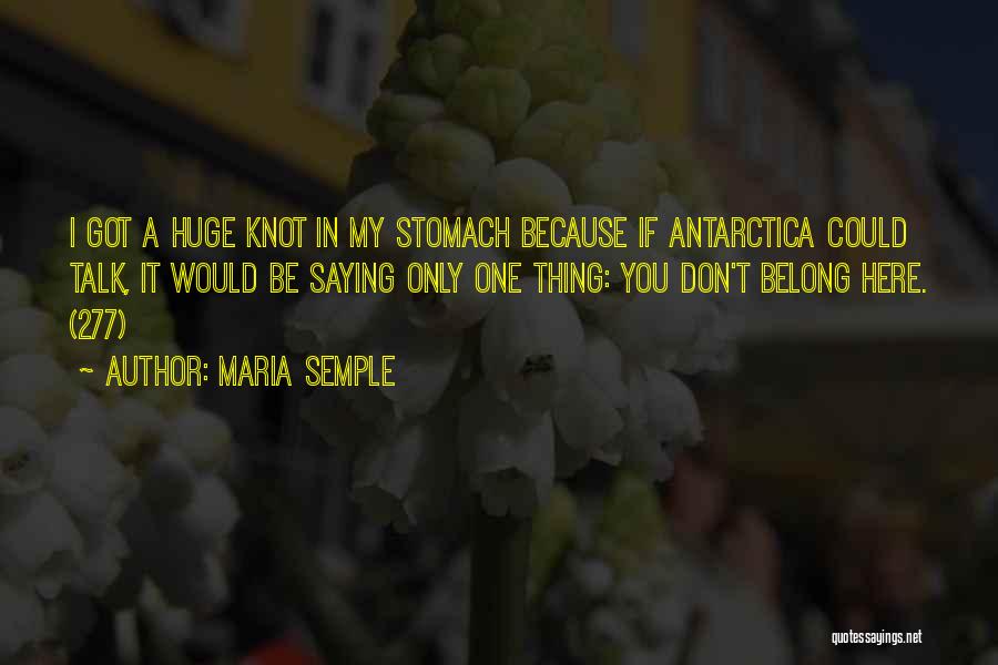 Maria Semple Quotes: I Got A Huge Knot In My Stomach Because If Antarctica Could Talk, It Would Be Saying Only One Thing: