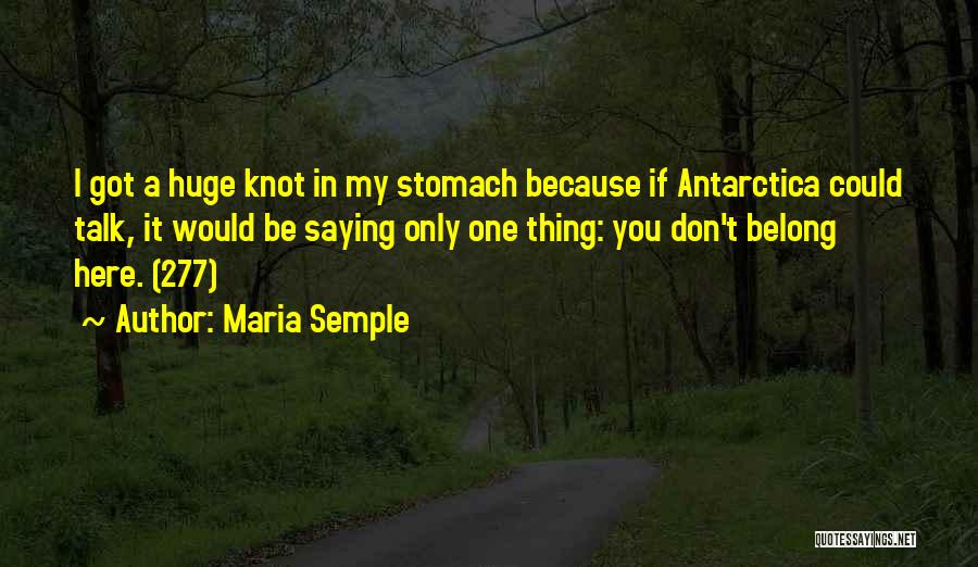 Maria Semple Quotes: I Got A Huge Knot In My Stomach Because If Antarctica Could Talk, It Would Be Saying Only One Thing:
