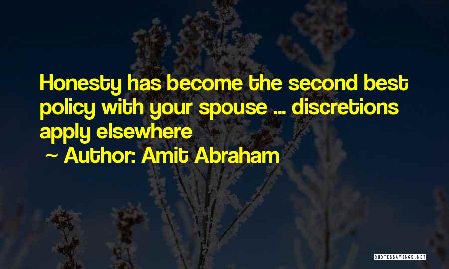 Amit Abraham Quotes: Honesty Has Become The Second Best Policy With Your Spouse ... Discretions Apply Elsewhere