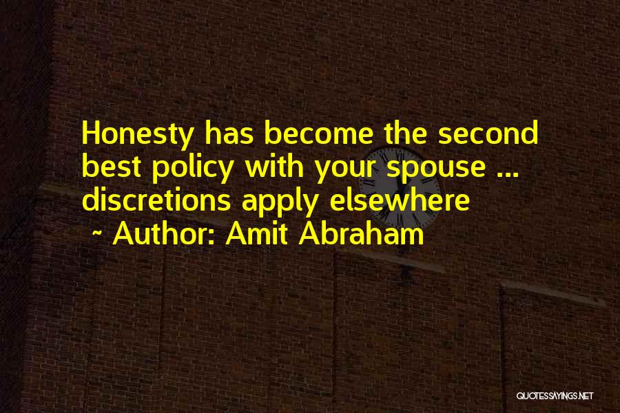 Amit Abraham Quotes: Honesty Has Become The Second Best Policy With Your Spouse ... Discretions Apply Elsewhere