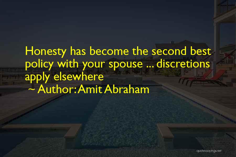 Amit Abraham Quotes: Honesty Has Become The Second Best Policy With Your Spouse ... Discretions Apply Elsewhere
