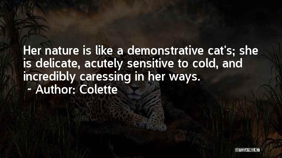 Colette Quotes: Her Nature Is Like A Demonstrative Cat's; She Is Delicate, Acutely Sensitive To Cold, And Incredibly Caressing In Her Ways.