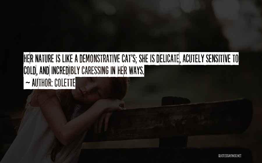 Colette Quotes: Her Nature Is Like A Demonstrative Cat's; She Is Delicate, Acutely Sensitive To Cold, And Incredibly Caressing In Her Ways.