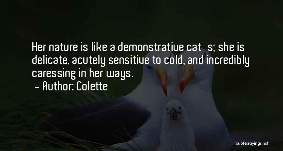 Colette Quotes: Her Nature Is Like A Demonstrative Cat's; She Is Delicate, Acutely Sensitive To Cold, And Incredibly Caressing In Her Ways.