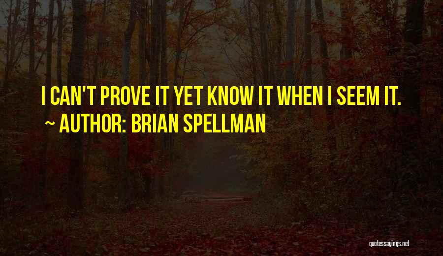 Brian Spellman Quotes: I Can't Prove It Yet Know It When I Seem It.