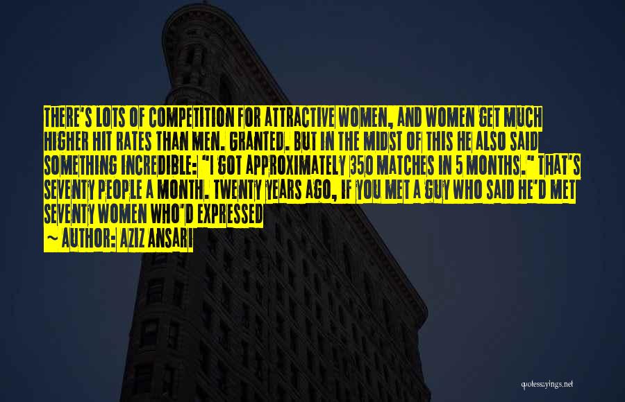 Aziz Ansari Quotes: There's Lots Of Competition For Attractive Women, And Women Get Much Higher Hit Rates Than Men. Granted. But In The